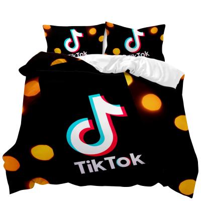 China Viable Brand New High Quality 3d Digital Symbol Tiktok Bedding, Feather Comforter Cover Pillowcase 3 Pieces for sale