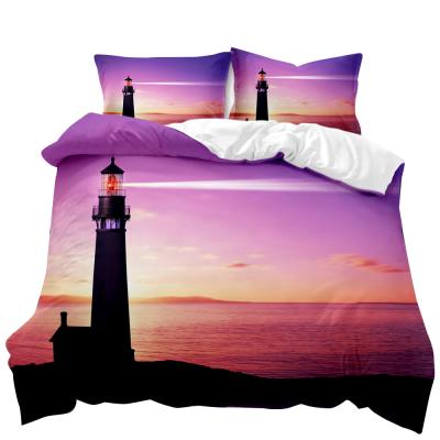 China Viable 3d Printing Landscape Series Luxury Lighthouse Comforter Sheet Set Custom Bedding Adult Bedroom Kids Bedding Set for sale