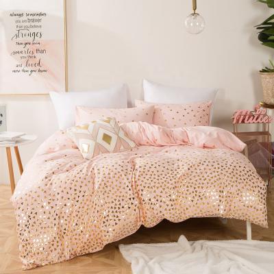 China 3d Gold Stamping Duvet Custom Cover Bedding Set Nondisposable Luxury Shiny Process Luxury New Bedding Set for sale