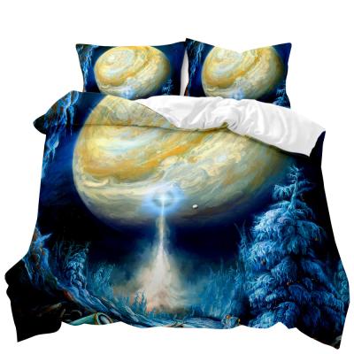 China Nondisposable Nebula Star 3d Duvet Cover 3 Pieces Kids Boys And Girls Space Bedding Set for sale