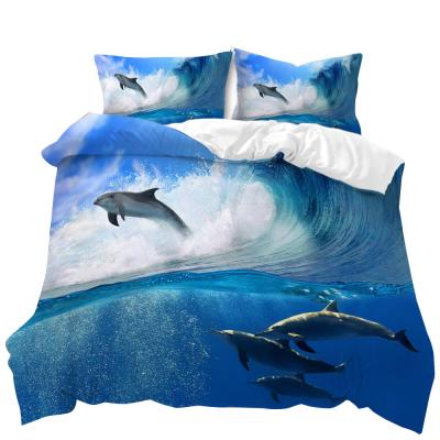 China Factory wholesale viable 3d printed ocean blue comforter bedding set comforter cover teen set sale at good price for sale