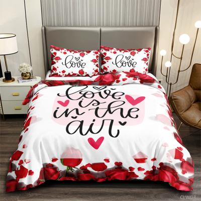 China Viable 3d Polyesterred Rose Romantic Valentine's Day Bedding Dvet Cover Gift for sale