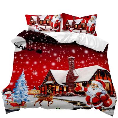 China New Design Sustainable Christmas 3d Printed Bedding Set King Queen Gift Full Size for sale