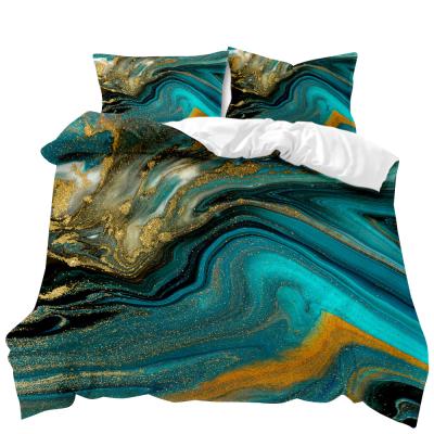 China Nondisposable Wholesale Series 3d Digital Single Blue Marbling Printing Custom Design Bedroom Bedding Set Comforter Set for sale