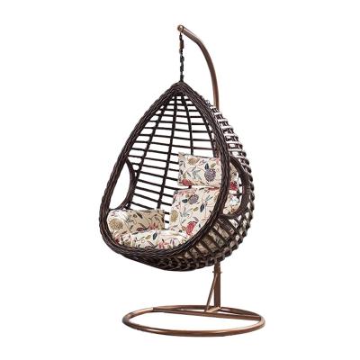 China Contemporary Outdoor Cute Rattan Egg Nest Wicker Swing Lounger Plastic Handmade Adult Patio Swing for sale