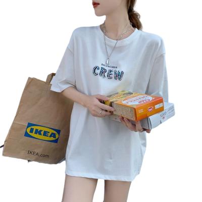 China Anti-wrinkle Women's100% Cotton Customized O Neck Plain Fashion Printing Ladies Solid Color T-Shirt for sale