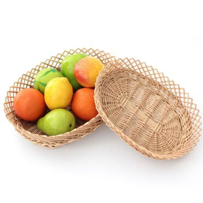 China Sustainable Wicker Fruit Basket Steamed Bread Storage Pitched Basket Kitchen Wicker Basket for sale