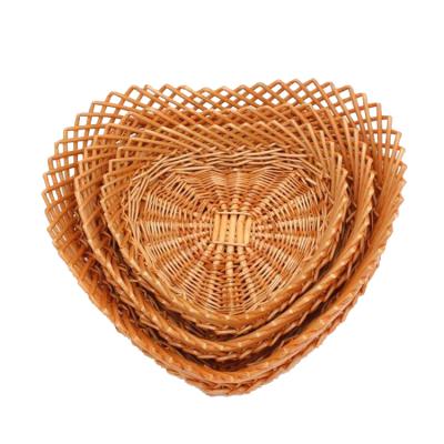 China Sustainable Cane-woven Storage Basket Dried Fruit Dish Table Top Storage Box Snack Bread Basket Fruit Dish for sale