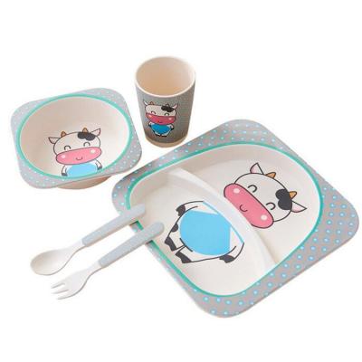 China Disposable Reusable Free Tableware Disposable Bamboo Fiber Disposable Tableware Child Food Baby Feeding Set for sale