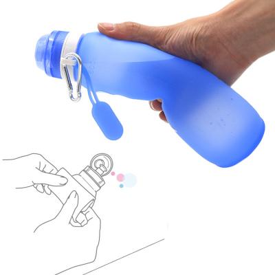 China Viable Silicone Folding Bottle 600ml Custom Design Collapsible Water Bottle Sport Bottle for sale