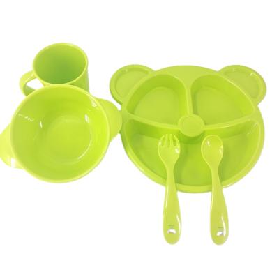 China PLA Disposable Biodegradable Baby Tableware Eco Friendly Bamboo Fiber Kids Feeding Set for sale