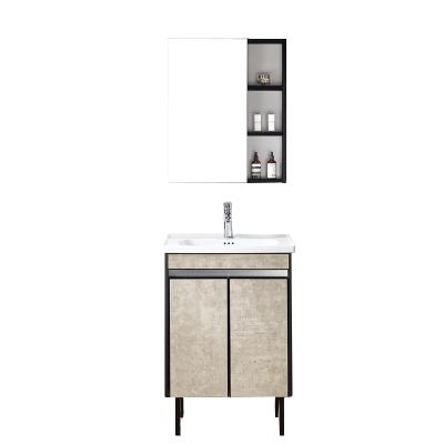 China China 2021 Modern Mirror Lamp Toilet Vanity Floor Standing Bathroom Cabinet for sale