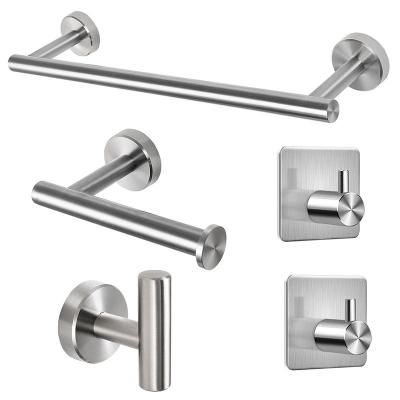 China Sustainable Wholesale 5 Pcs Bathroom Accessories Set Wall Mount Stainless Steel Towel Rack Set for sale