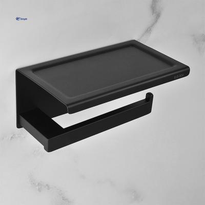 China Modern Multifunctional Wall Mount Black Kitchen Toilet Paper Roll Waterproof Tissue Holders Paper Holders With Shelf for sale