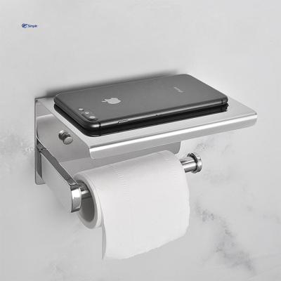 China Wholesale Modern Sus 304 Stainless Steel Bathroom Wall Mount Toilet Paper Holder Storage Shelf Tissue Holder for sale