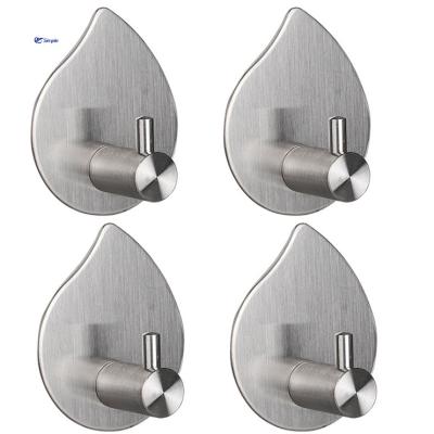 China CLASSIC Factory Outlet SUS304 Brushed Silver Towel Robe Hook Self Adhesive Wall Hook For Kitchen Bathroom for sale