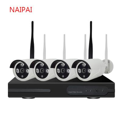 China NAIPAI4CH Wireless Siren CCTV System H.265+ 1080P NVR 2CH/4CH 2MP IR-CUT Wireless CCTV Camera IP Security System Outdoor Video Surveillance Kit for sale