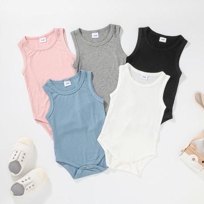 China Wholesale Sleeveless Newborn Baby Clothes 100% Cotton Sleeve Infant Casual Girl Baby Boy Rompers for sale