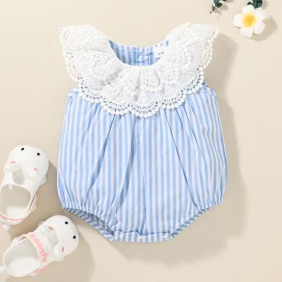 China Wholesale Sleeveless Baby Clothes Lace Up To Stripe Newborn Sleeveless Clothing Baby Rompers for sale