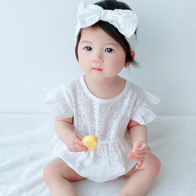 China Wholesale Newborn Ruffle Sleeve Baby Clothes 100% Cotton Baby Ruffle Rompers for sale