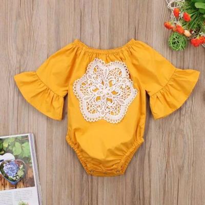 China Long Sleeve Baby Rompers Overalls Rompers Lace Flower Lace Flower Baby Clothes Wholesale Newborn Item Cotton New for sale