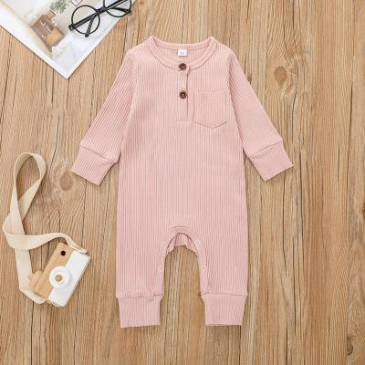 China New Arrival Baby Boy Short Sleeve Rompers Autumn Long Sleeve Cotton Baby Rompers Solid Newborn Infant Jumpsuit for sale