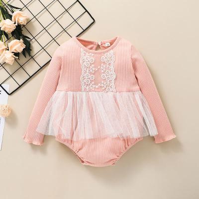 China Wholesale Short Sleeve Baby Rompers Sheath Long Princess Baby Clothes Rompers Lace Cheeks Skirt for sale