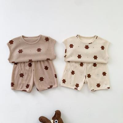 China Korea New Breathable Design Baby Cute Top Shorts Sleeveless Clothes Sets Girl Boy Unisex Baby Clothing Sets for sale