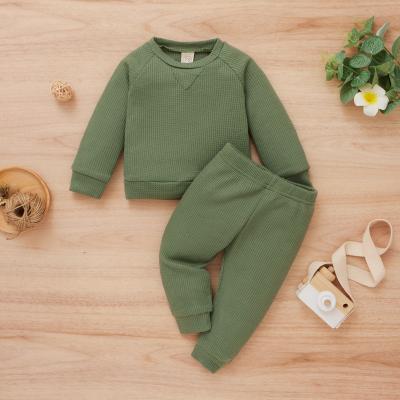 China Casual New Style Luxury Baby Clothes Sets Solid Color Tops Pants Two Pieces Clothing Set Boys Kids for sale