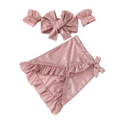 China Breathable Girls Clothing Sets 2021 Summer New Arrival Bandage Top And Skirt Girls Boutique Dress Sets for sale