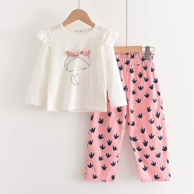 China Breathable Hot Sale Girls Fall Long Sleeve Cotton T-shirt With Floral Pants 2pcs Kids Girl Clothing Sets 3-8yrs for sale