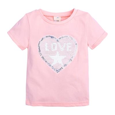 China Breathable Hot Sale Summer Kids Girl T-shirts Cotton Tops T-shirts Short Sleeve Casual Kids Clothing for sale