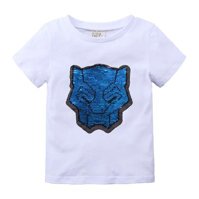 China Kids Breathable Hot Sale Girls Summer T-shirt Sequin Cotton Top Fashion Cute Girl T-shirt for sale