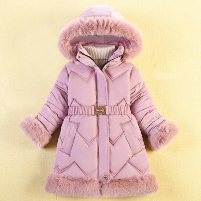 China Wholesale Windproof Thicken Kids Girls Winter Jackets Fashion Printed Hooded Outerwear For Inner Kids Plus Velvet Warm Coats for sale