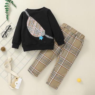 China Wholesale Children Casual Clothing Kids Hoodie Two Piece Printed Tops And Pants Casual Boys Clothing Set for sale