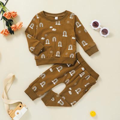 China Wholesale Casual Kids Clothes Long Sleeve Print Clouds Top Pants 2pcs Suits Boys Clothing Sets for sale