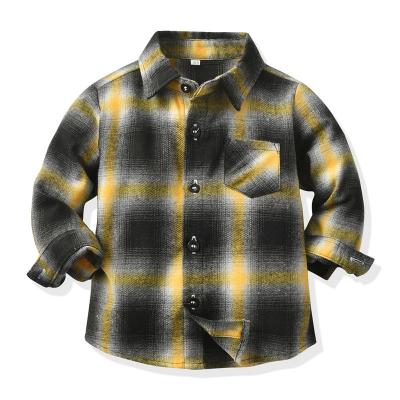 China Wholesale Baby Boy's Breathable Dress Shirts Long Sleeve Kids Shirts Plaid Cotton Kids Shirt for sale