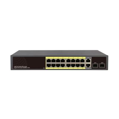 China Unmanaged POE Switch 16 Ports Gigabit Ethernet 48V Fiber Switch Poe IEEE802.3af/at Suitable CCTV POE OEM/ODM PoE, NVR for sale