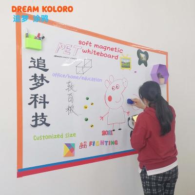 China Seft-adhesive OEM Customized Shape Whiteboard Sticker Erasable Soft PET Magnetic Whiteboard For Kids Graffiti for sale