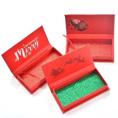 China Long Newest Design Natural Christmas Whisks Gift Case Christmas Wick Box Red Eyelash Packaging Vendor Customized Boxes for sale