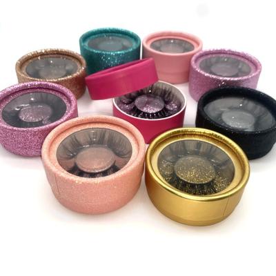 China Full Volume Lashes Round Box Logo Private Label Glitter Lashes Box for sale