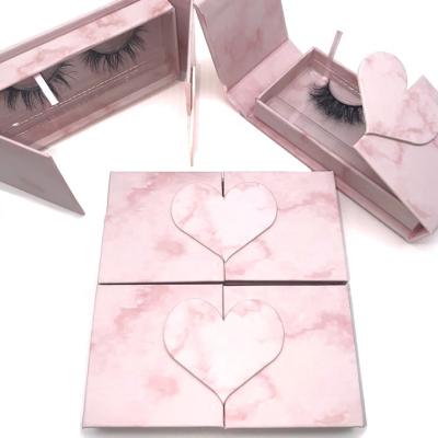 China Private Label Marble Logo Heart Shaped Pink Wick Box Magnet Full Volume Wick Box for sale