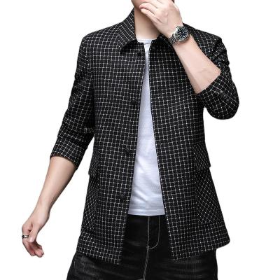 China Autumn Jacket Black 2021 New Dong Niu Men's Thick Suit Jacket And White Middle Length Business Grid Suits 21A258 for sale