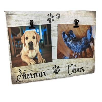 China Sustainable Wholesale Personalized Unique Keepsake Pet Gift Handcrafted Wooden Photo Frame for sale