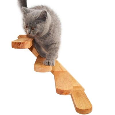 China Viable Custom Steps Perch Mounted House Floating Stairs Handmade Toy Modern Cat Climbing Wall Wooden Pet Furniture for sale