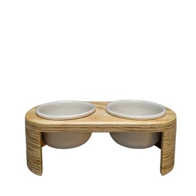 China New Design Automatic Hot Sale Stand Food Bowl Cat Dog Elevated Wooden Pet Home Feeder for sale