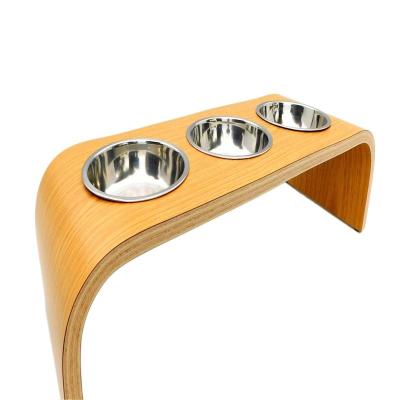 China Cat Dog New Design Pet Natural Handmade Feeder High Wooden Dining Table Automatic Food Bowl Wholesale for sale