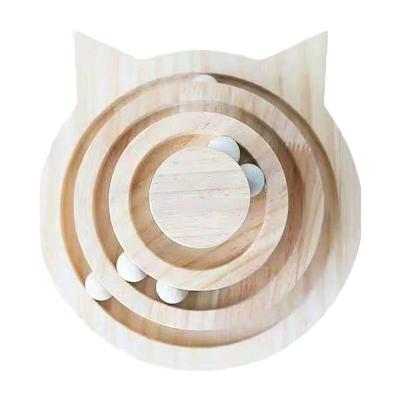 China Funny Customized Viable Prevent Depression Balls Happy Turntable Handmade Wooden Cat Toy Eco-Friendly Interactive Pet for sale