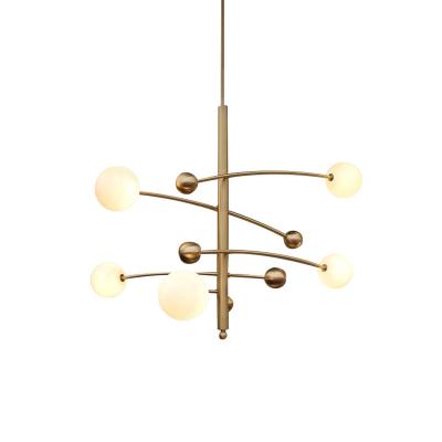 China Modern Modern Classic Hotel Living Room Gold Metal Led Chandelier Glass Pendant Light for sale