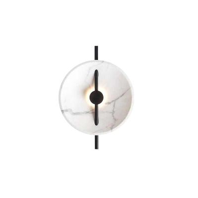 China Contemporary Post Modern Light Luxury Marble Art Deco Round Resin Wall Lamp For Living Room Bedroom Bedside for sale